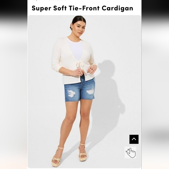 Torrid NWT Super Soft Tie-Front Cardigan cream color, plus Size 5x - Picture 4 of 13